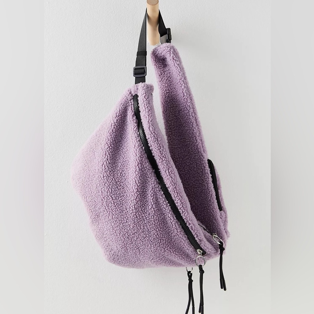 New Free People Movement Overachiever Sherpa Sling Bag — Purple